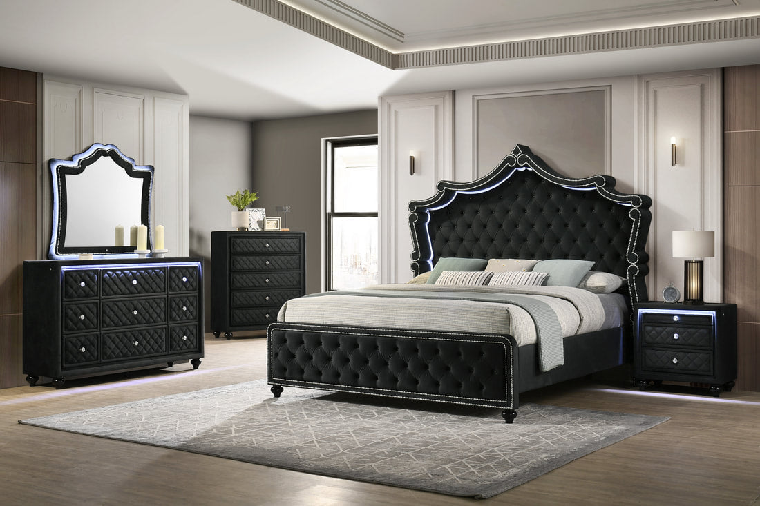 black dresser set for bedroom Queen Size Groups Dressed in a 2 Cameo Black Tufted Dresser by