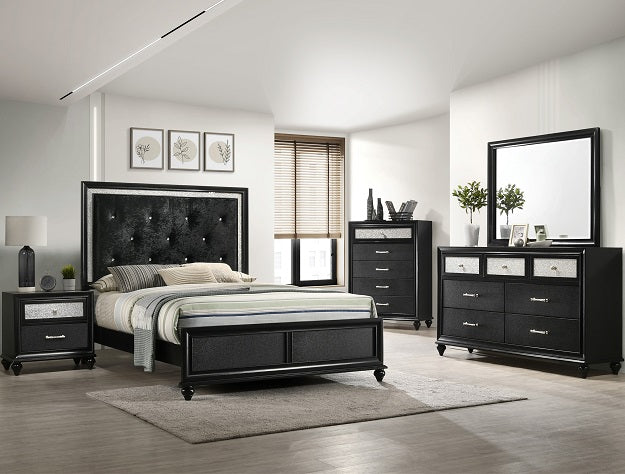 Lila - Bedroom Set - Black / 5 Pc. Bed, Dresser, Mirror, Chest, Nightstand / Queen Lila - Bedroom Set - Black / 5 Pc. Bed, Dresser, Mirror, Chest, Nightstand / Queen